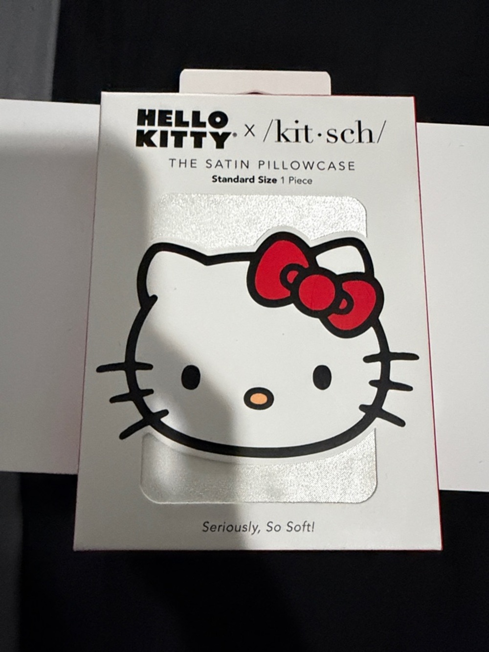Hello Kitty Satin Pillowcase - White with Red Accents